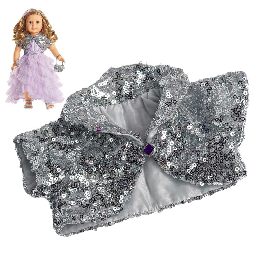 American Girl Silver Sequin Shrug Holiday Frosted Violet Gown Accessory Jacket